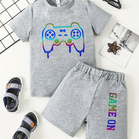 Boys Game Console Print T shirt & Shorts Set for Summer