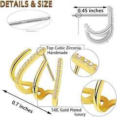 18K Plated Claws Stud Earrings Crystal AAA CZ Modern Accessories