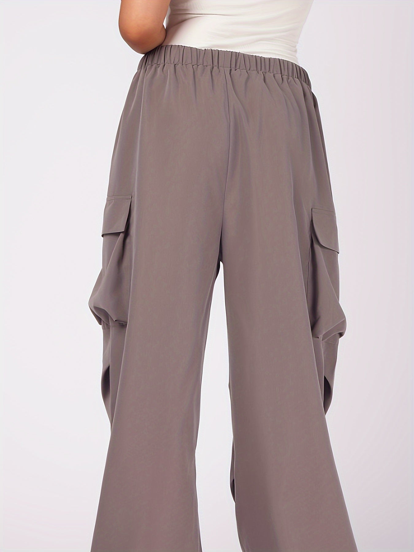  Solid Ruched Cargo Trousers