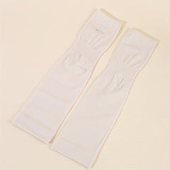 1pair Thumb Hole Arm Sleeves For Women Men Solid Sunscreen Sleeves