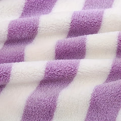 2pcs Striped Coral Fleece Towel Set for Bathroom and Home