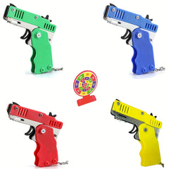 Rubber Band Launcher Toy Set Six Shot Keychain