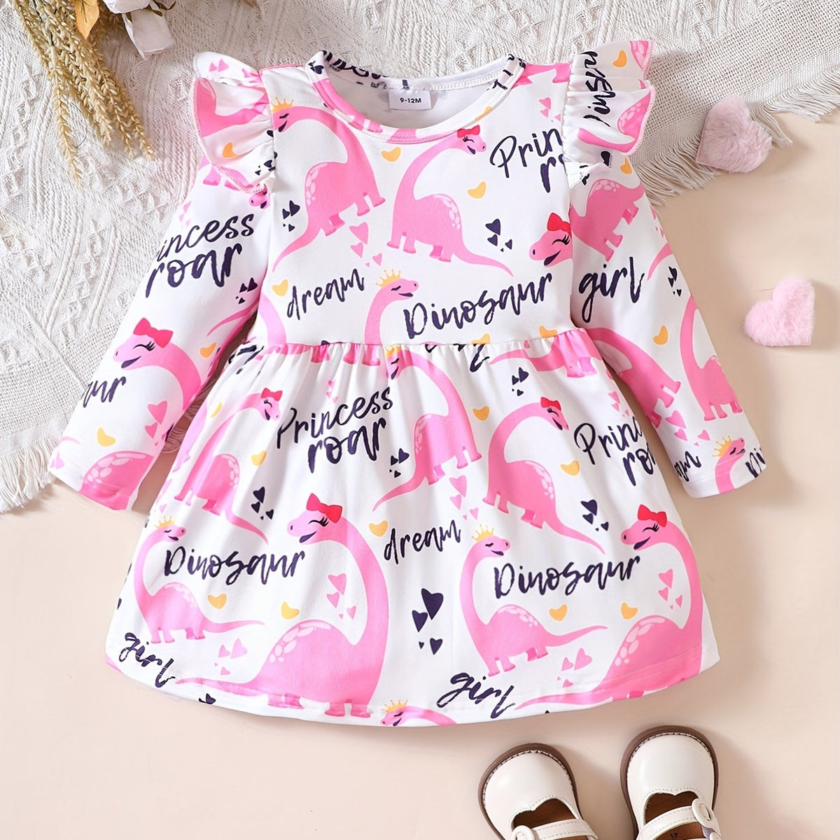 Baby Girl's Cartoon Graphic Long Sleeve Dress