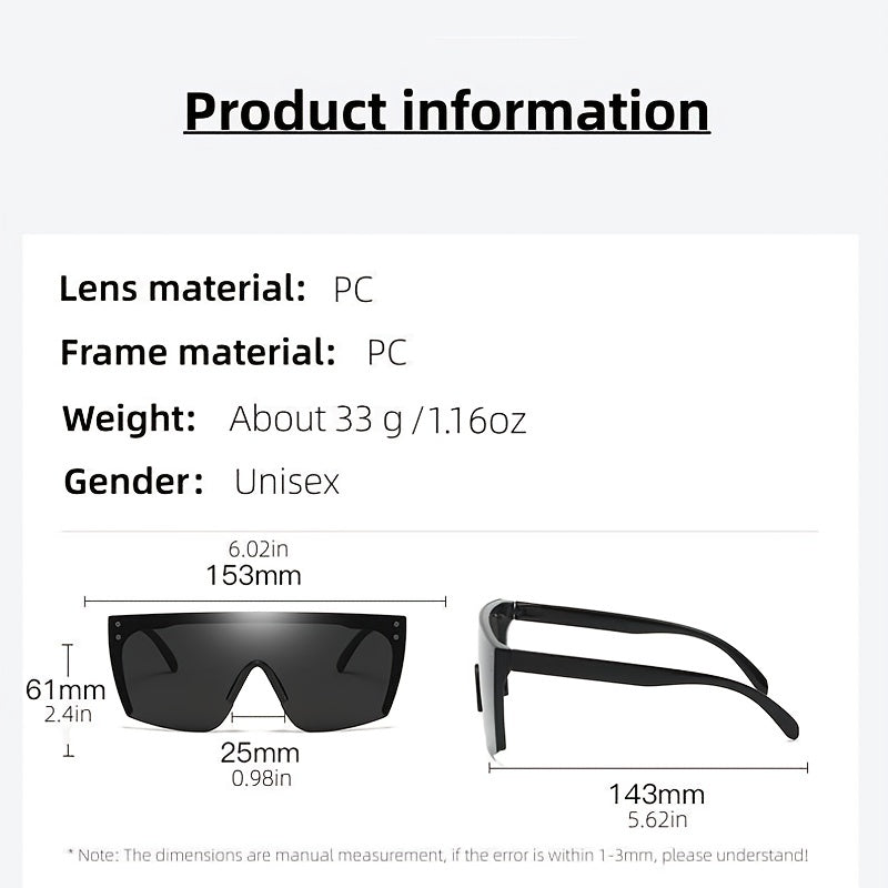 One Piece Large Frame Sunglasses Men Women Nose Support Outdoor Sports FDA