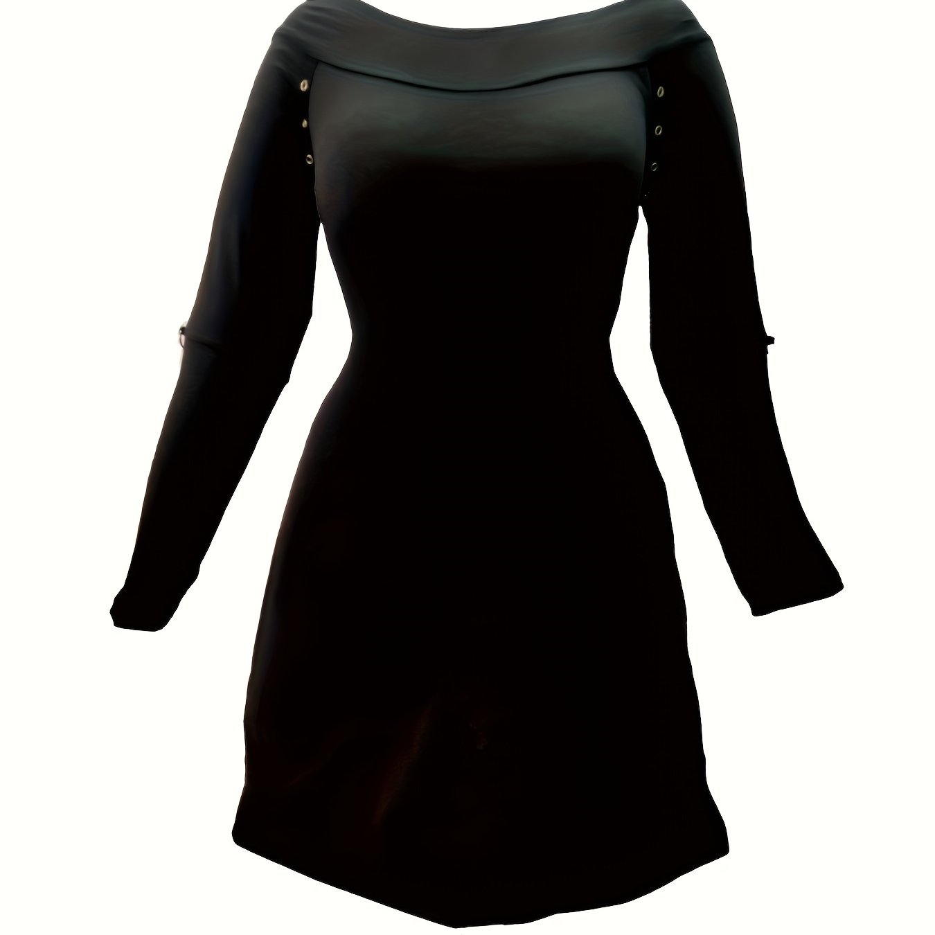  Off Shoulder Long Sleeve Knee Length Dress