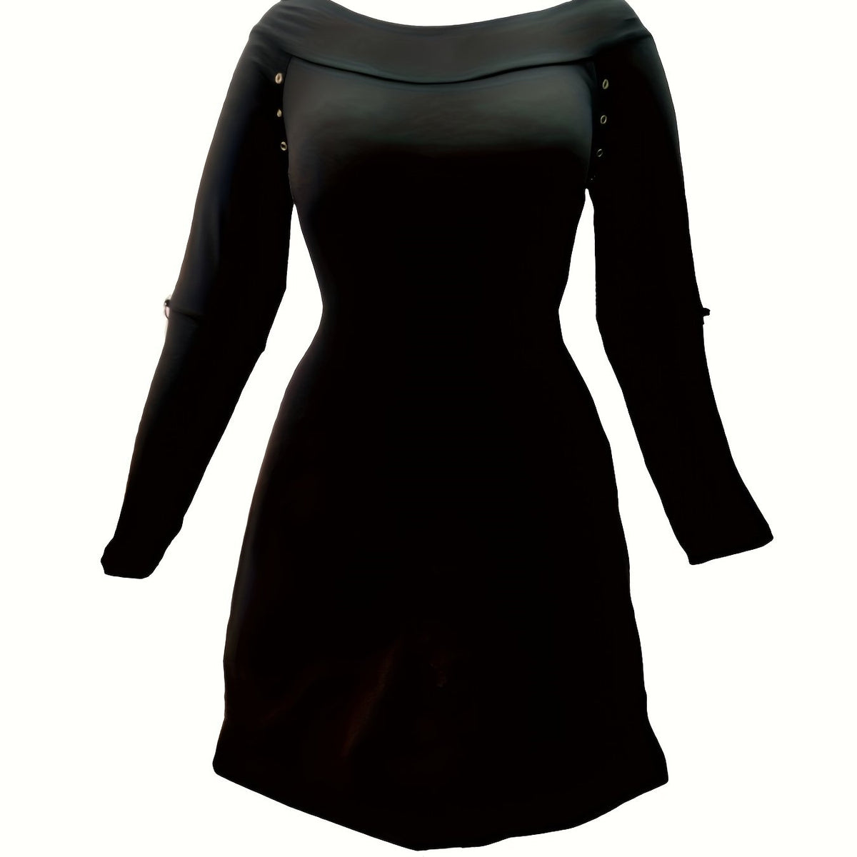  Off Shoulder Long Sleeve Knee Length Dress