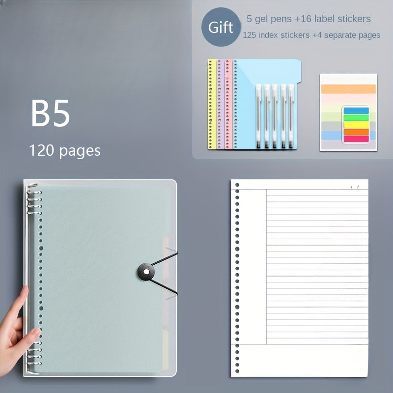 Waterproof Buckle Horizontal Line Notebook for College Students