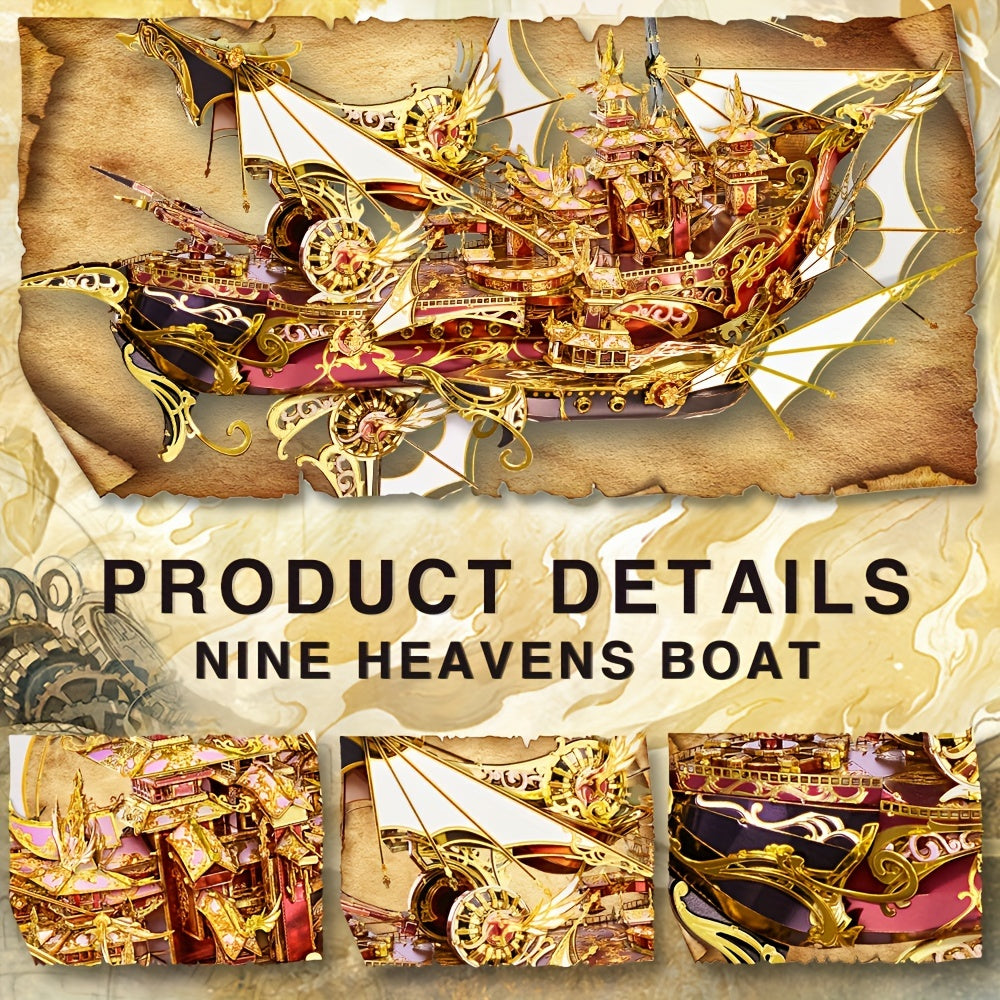 Piececool Nine Heavens 3D Metal Puzzle Kit Burgundy Yellow