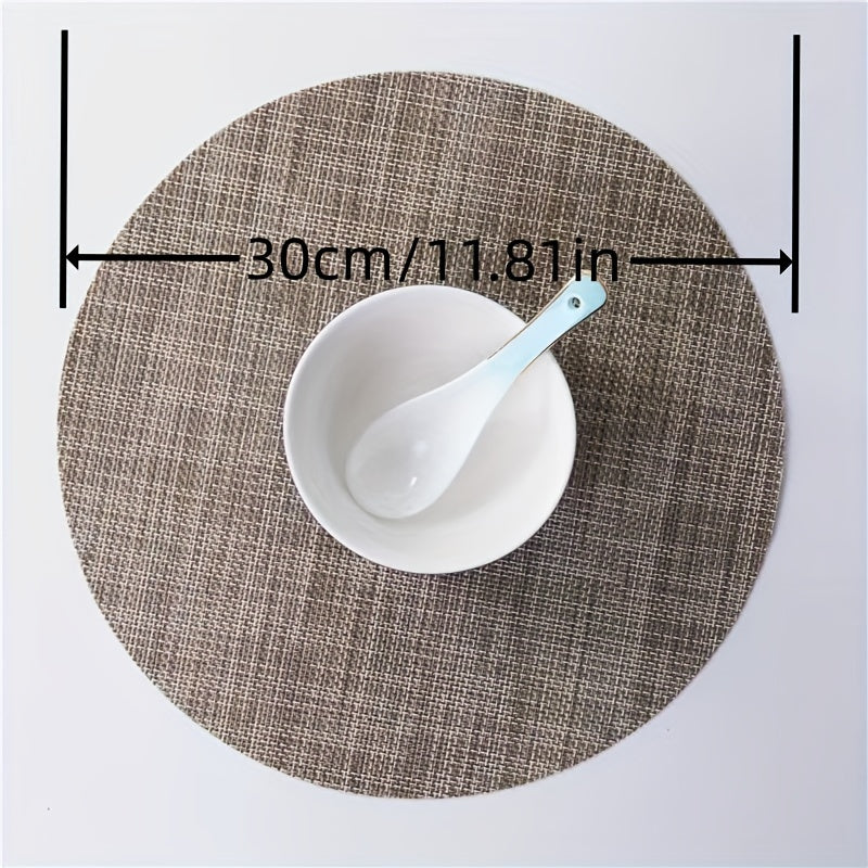 7pcs Waterproof Placemats Set of 6 Fan Shaped & 1 Round