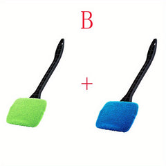2pcs Car Window Cleaner Brush Kit Inside Interior Auto Glass Wiper Long Handle