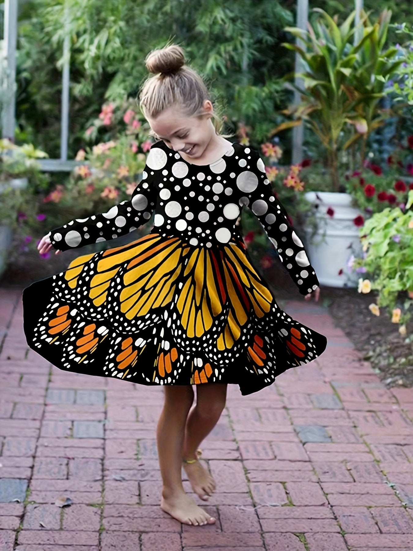 Butterfly Princess Cosplay Dress Polka Dot Print Dress