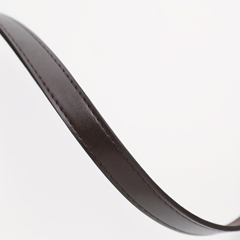 Coffee Vintage PU Leather Belt with Square Metal Buckle