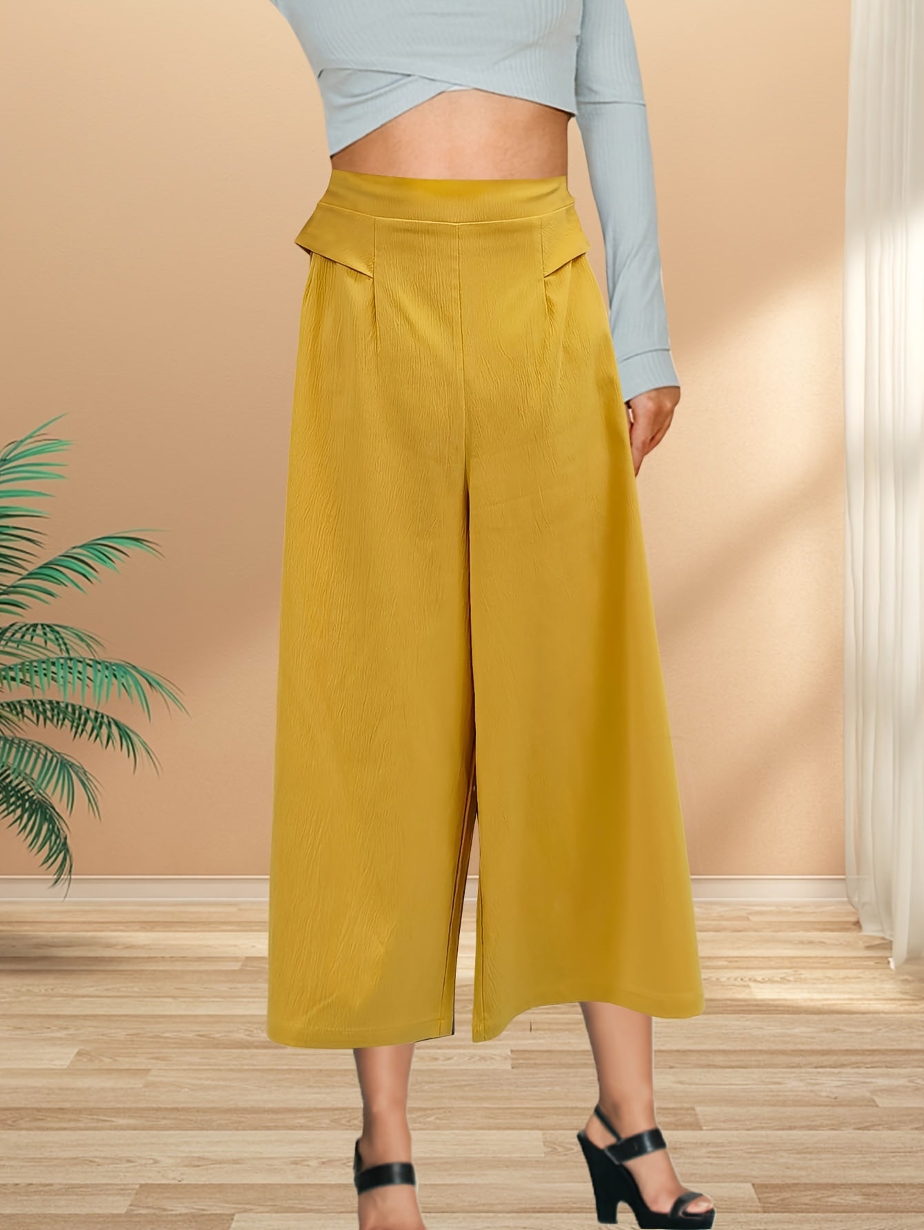  Casual Pants Women's Plus Solid Elastic Waist Loose Trousers