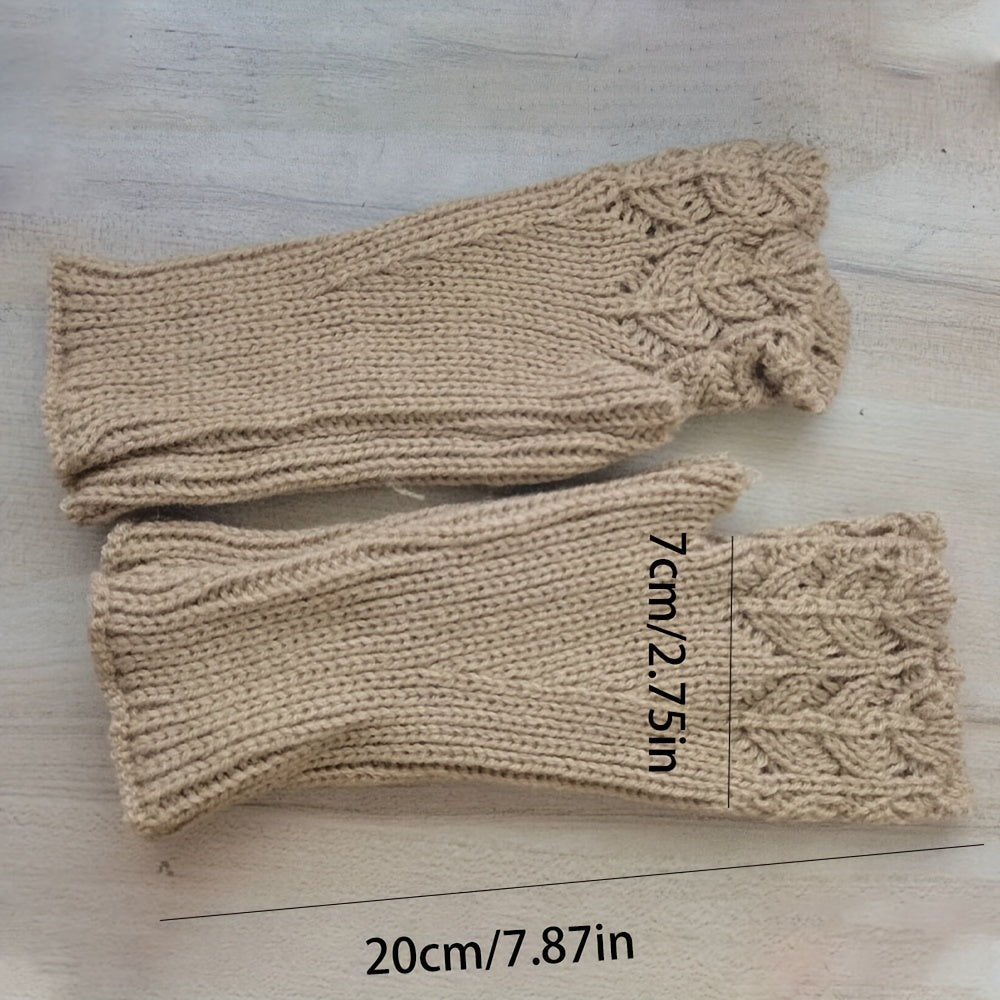 Women's Fingerless Knitted Warm Gloves Short Wrist Protection