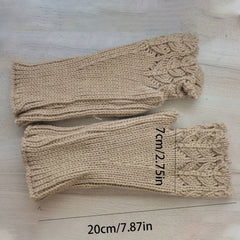 Women's Fingerless Knitted Warm Gloves Short Wrist Protection