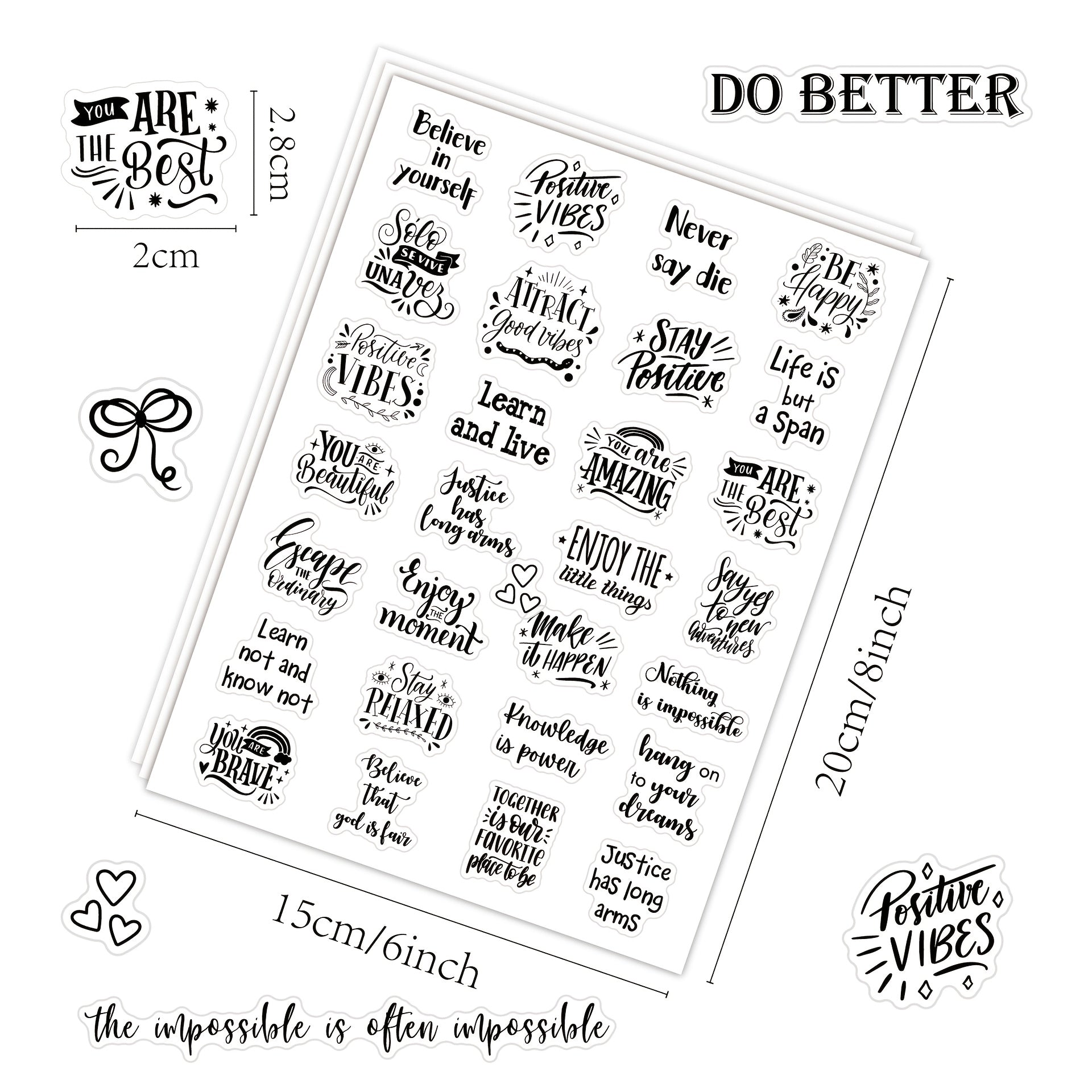 Motivational Quote Sticker Sheet - Transparent Single Sheet