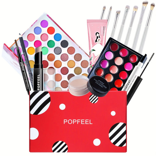 Complete Makeup Kit with Eyeshadow Palette & Lip Gloss Set