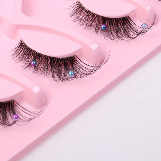 Sexy Doll Style False Eyelashes C Curling Faux Pearl Decorative False Eyelashes