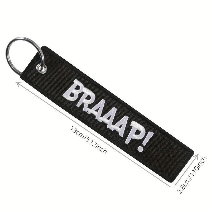 Embroidered 'BRAAAP' Keychain - Fun Key Accessory