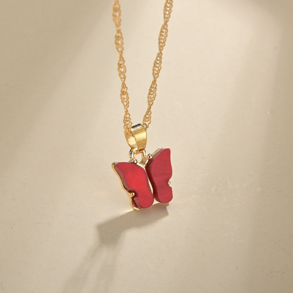 Butterfly Pendant Necklace Dainty Chain Neck Jewelry Birthday Gift