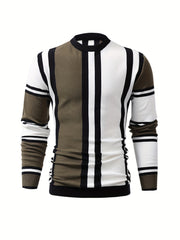 Men's High Stretch Crew Neck Pullover Sweater for Fall Winter