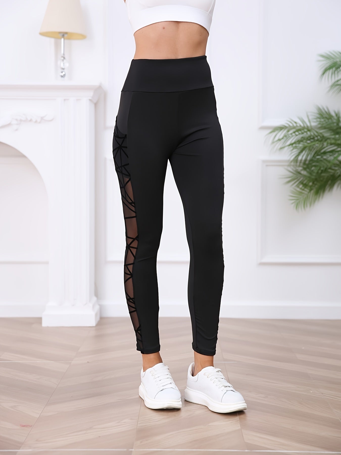 Mesh Stitch High Waist Leggings - Butt Lifting Skinny Leggings