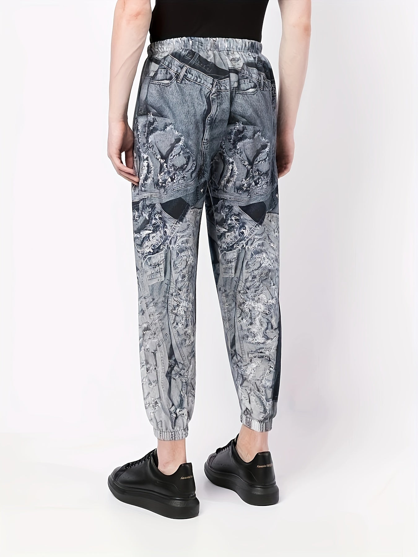  3D Print Tapered Leg Pants With Pockets