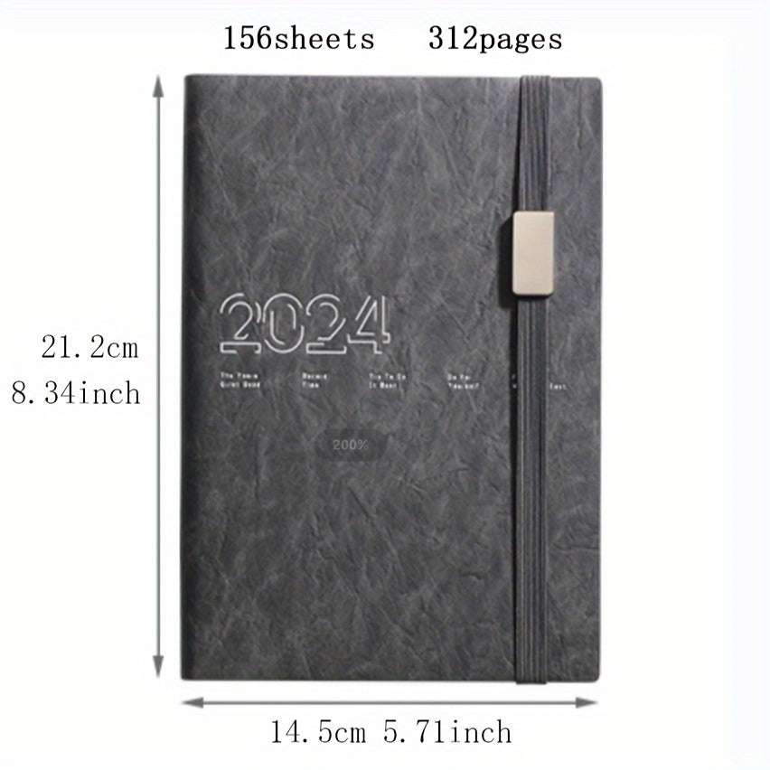 English Schedule Book Planner Faux Leather Daily Record Book