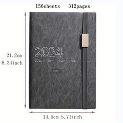 English Schedule Book Planner Faux Leather Daily Record Book