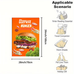 Oversized Hamburger Pattern Flannel Blanket Soft Warm For Bed Sofa Camping