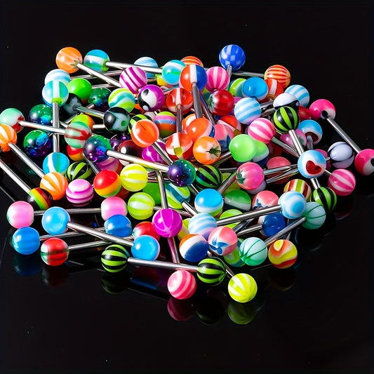 10pcs Colorful Acrylic Ball Tongue Barbell Stud Nipple Ring Tragus