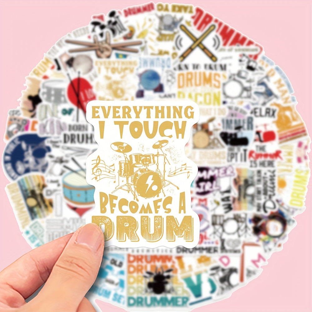 50pcs Rock Music Drum Waterproof Graffiti Stickers for Christmas Gift