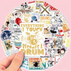 50pcs Rock Music Drum Waterproof Graffiti Stickers for Christmas Gift