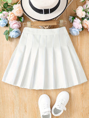 Girls' High Waist Pleated Skater A Line Skirt