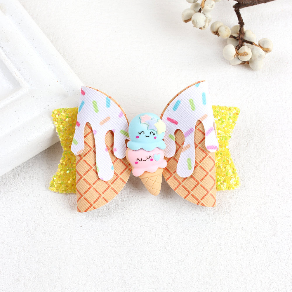 Ice Cream Glitter Hair Bowknot Clip for Girls