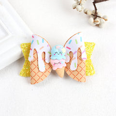Ice Cream Glitter Hair Bowknot Clip for Girls