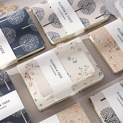 Floral Tree Print Linen Hardcover Notebook College Ruled Journal