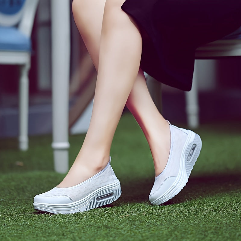 Women's Non slip Wedge Sneakers Air Cushion Mesh Walking Shoes