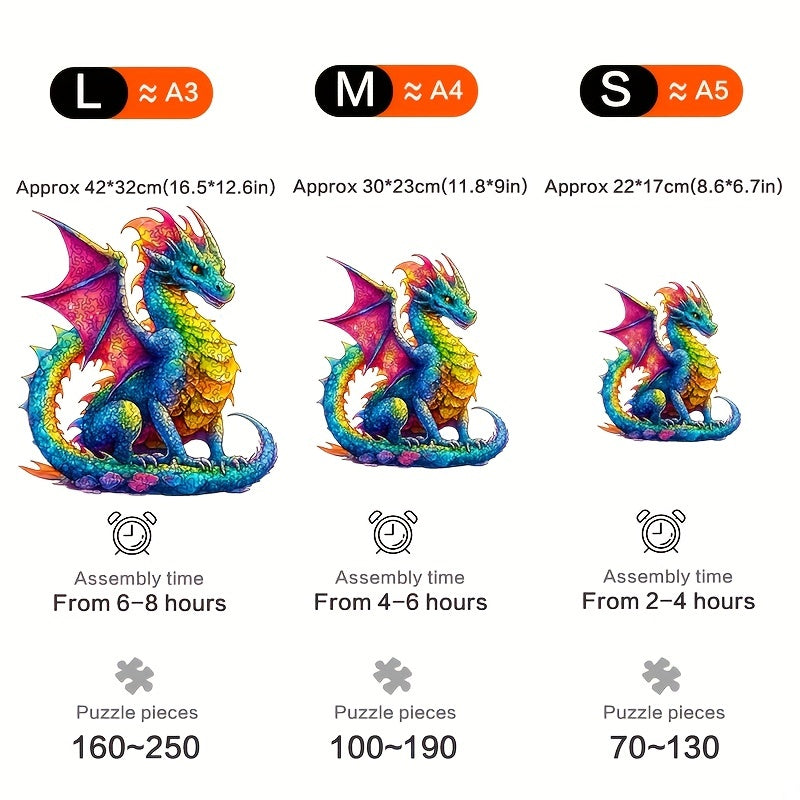 Flying Dragon Wooden Jigsaw Puzzle Hard Brain Teaser for Adults