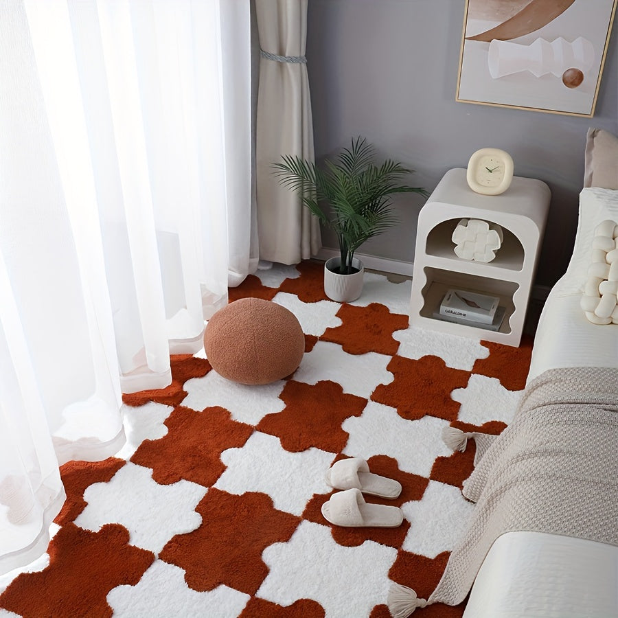 Plush Shag Puzzle Floor Mat Seat Carpet Interlocking