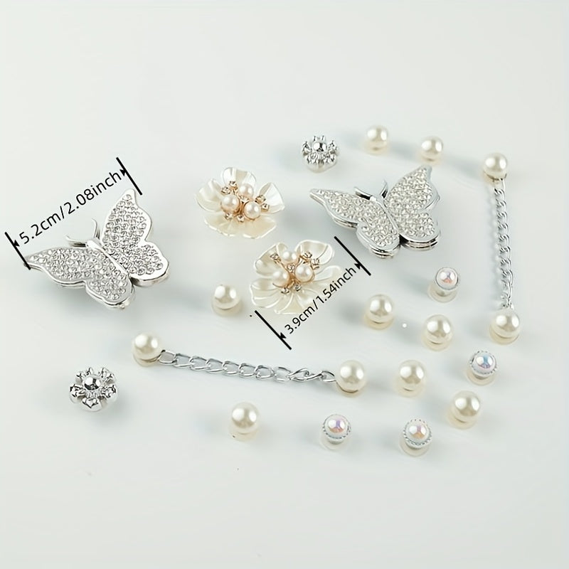20pcs Shoe Decorations Butterfly Chain Small Flowers for Crocs Gift Party Decor