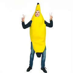 Adult Banana Costume for Halloween & Parties with Monkey Accessory