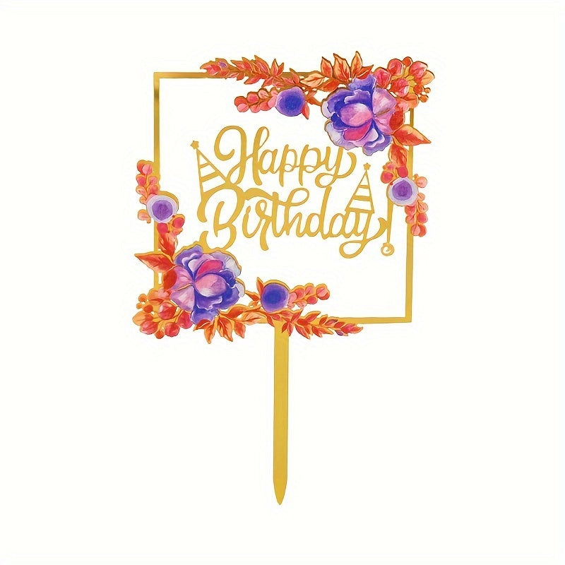 1pc Happy Birthday Butterfly Flower Cake Insert Decoration
