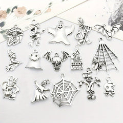 15pcs Tibetan Silver Metal Charms Pendants DIY For Jewelry Making