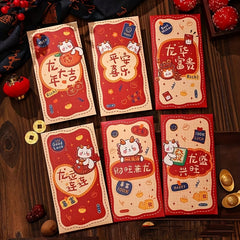 6pcs Large Dragon Year Red Envelopes Cartoon Three-dimensional Red Envelopes