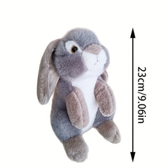 Ultra Realistic Lop Ear Rabbit Plush Toy Soft Silky Fur 3 Colors Grey Beige Nurs