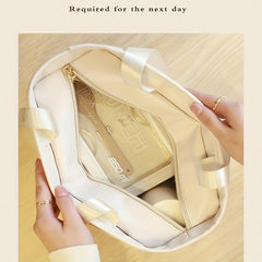 Solid Letter Print Lunch Handbag Lightweight PU Portable Insulation Lunch Box