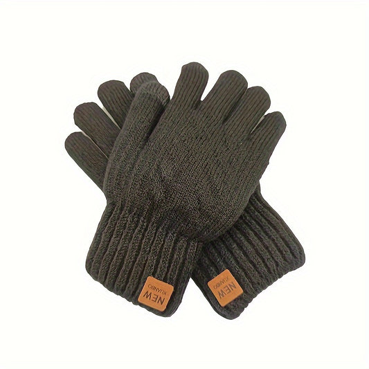 Plush Lining Winter Touch Screen Gloves For Men