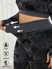  Camo Print Crop Top & Leggings Yoga Outfit Set