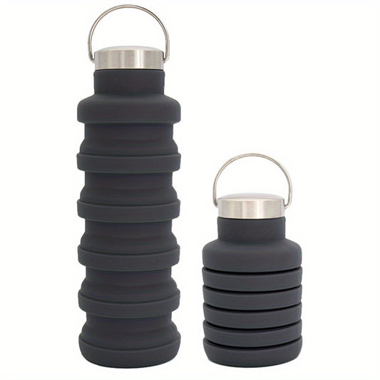 Foldable Reusable Silicone Water Bottle 16oz Leakproof Cup with Lid for Camping